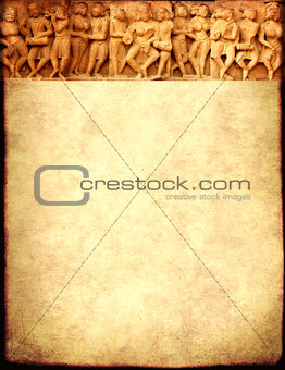 Grunge background with paper texture and carving famous erotic w