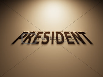 3D Rendering of a Shadow Text that reads President