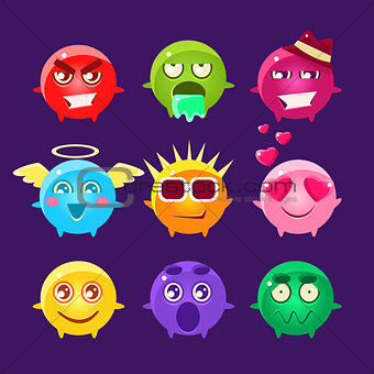 Collection Of Round Character Emoji Icons