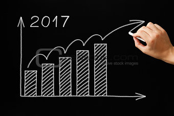 Growth Graph Year 2017 Blackboard Concept