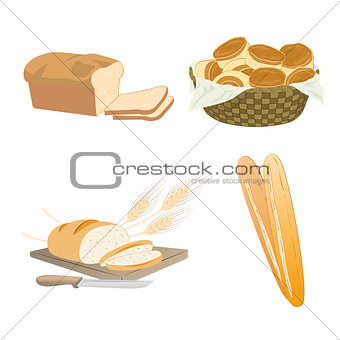 Set of cartoon food, bread