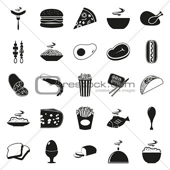 Simple black style Food Icon Set