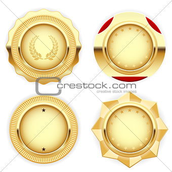 Golden medal and emblem (insignia) - cogged and round