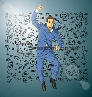 Vector Businessman With Hands Up