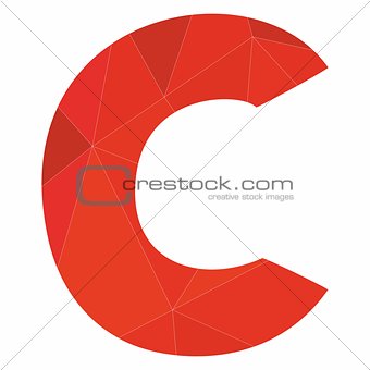 C red alphabet vector letter isolated on white background