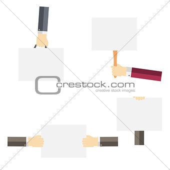 White Paper Blank  Template in the Hand. Flat Style Vector Illus