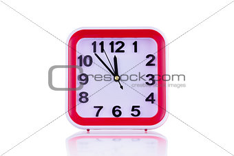 Square clock isolated on white background front view
