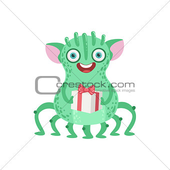 Many-legged Friendly Monster With Gift