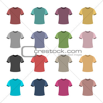 Set of colored t-shirts, vector illustration.