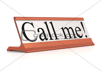 Call me table tag isolated with white background