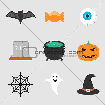 Halloween icons flat