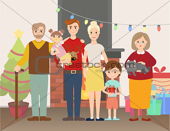 Vector illustration of Christmas family portrait