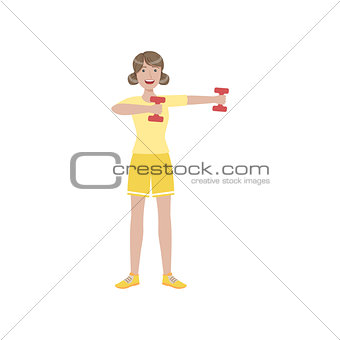 Woman Doing Upper Arm Exercise In Gym