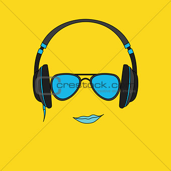Vector illustration of man with headphones