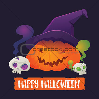 Pumpkin Lantern and Skull for Halloween