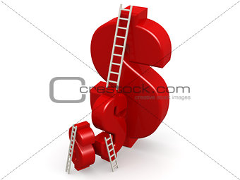 Red dollar sign with ladder