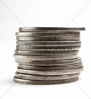 Stack of dollars and coins