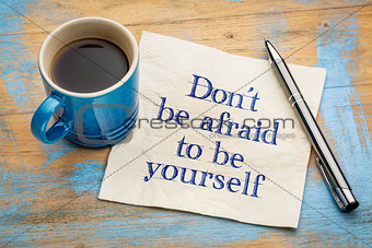 Be yourself concept on napkin