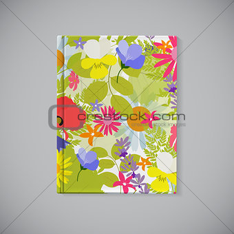 Book Cover. Abstract Natural Spring Pattern with Flowers and Lea