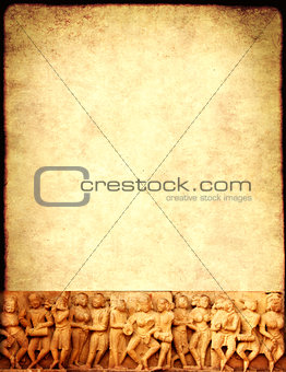 Grunge background with paper texture and carving famous erotic w