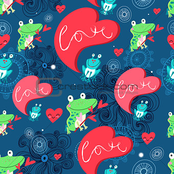 Graphic pattern with frog lovers