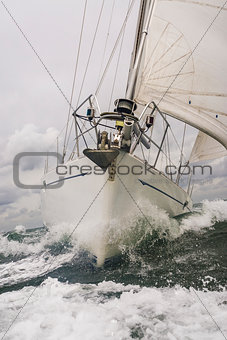Close up of Sailing Boat or Yacht at sea
