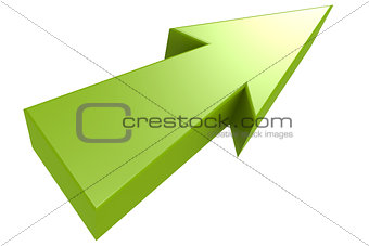 Green arrow, isolated with white background