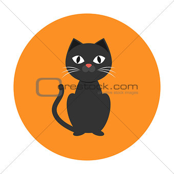 Black cat icon flat