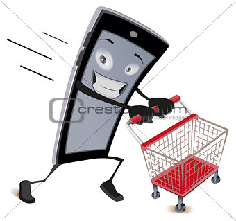 Mobile phone runs with empty shopping cart