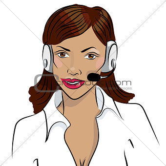Dispatcher. smiling african woman talking on a headphone.