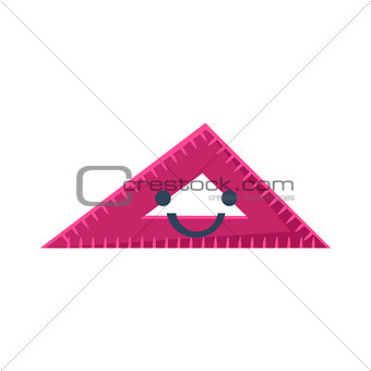 Triangle Ruler Primitive Icon With Smiley Face