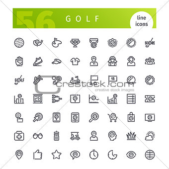 Golf Line Icons Set