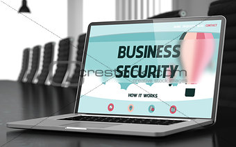Business Security on Laptop in Meeting Room. 3D.