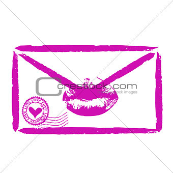 Stylized love letter sealed with a loving kiss