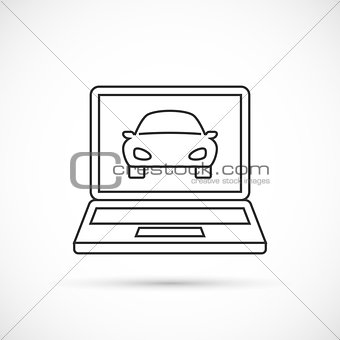 Car on the monitor outline icon