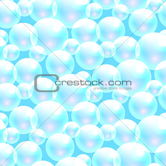 Vector soap bubbles blue seamless pattern.