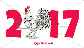 Vector element for New Year design. Image of 2017, year of Red Rooster.