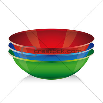 Bowl vector set - red, blue, green