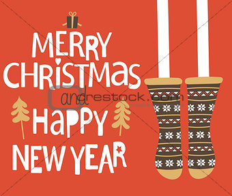Christmas and Happy new year Greeting Card.