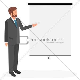 Businessman shows on the Board.