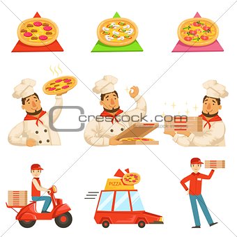 Pizza Delievery Fast Service Process Info Illustration