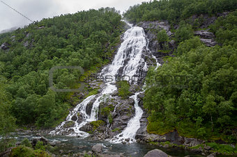 Waterfall in the hills of Norway.