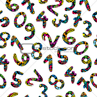 Colorful numbers seamless pattern