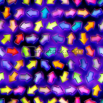 Seamless texture of abstract bright shiny colorful arrows