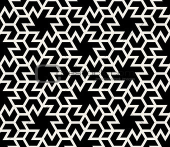 Vector Seamless Black and White Abstract Geometric Hexagonal Tiling Shapes Pattern