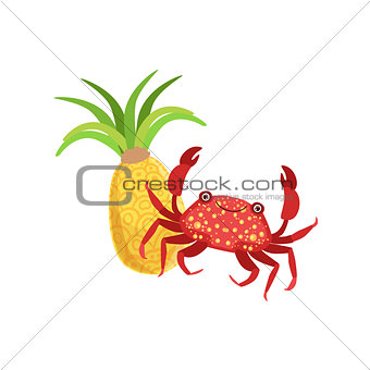 Crab And Pineapple Hawaiian Vacation Classic Symbol