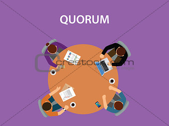 quorum concept illustration with team business people discuss together
