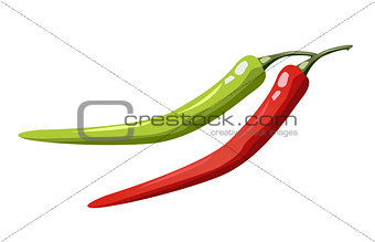 Hot chili pepper vector set isolated on white background