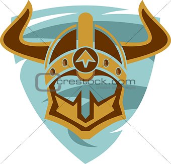 viking helmet on shield logo