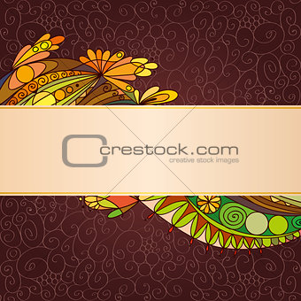 Greeting card. Floral elements
